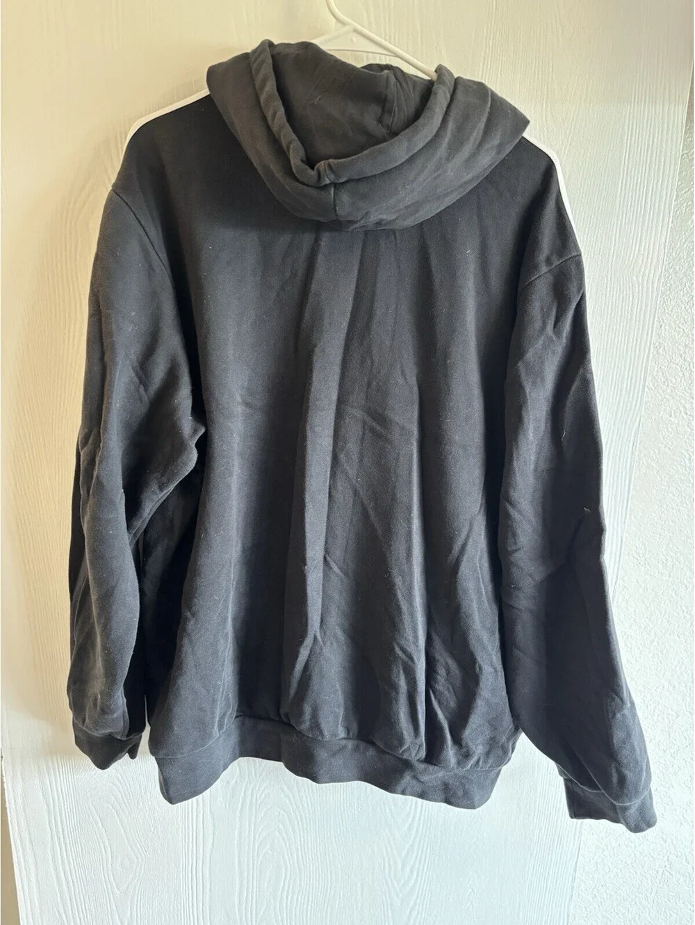 Adidas Essentials Men's 3-Stripes Full-Zip Fleece Hoodie Black White Size XL